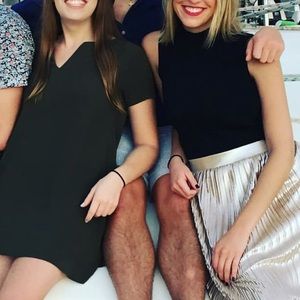 Highline Gold Pleated Midi Skirt